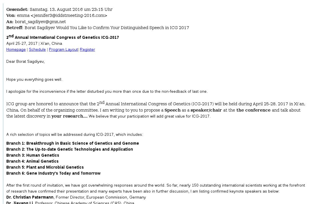 burkhard_mstern's tweet image. #Borat to give "Distinguished Speech" about "Cultural Learnings for make Benefit Genetics" at #predatoryconference