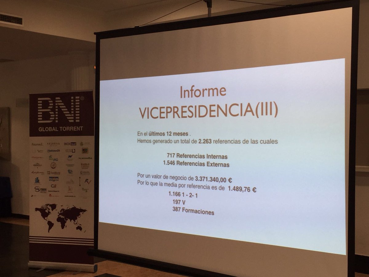 BNIGLOBAL's tweet photo. El pasado miércoles se presentó el informe de Vicepresidencia con los datos de BNI Global Torrent
#BNIglobal https://t.co/Yyx5Itgi8F