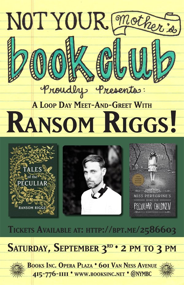 BooksIncStores's tweet image. Calling all #Peculiars, celebrate #LoopDay w/@ransomriggs THIS SATURDAY! #StayPeculiar Tix--&amp;gt;brownpapertickets.com/event/2586603