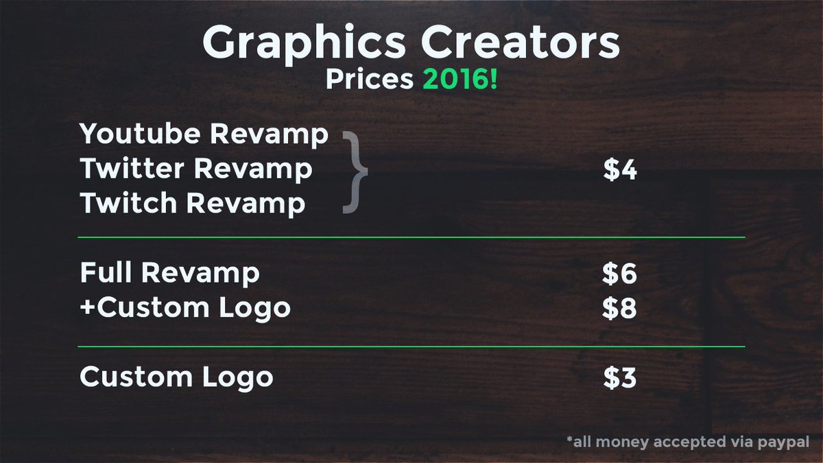 GFX_Creators_'s tweet photo. Here is our 2016 price list! DM us for cheap gfx! https://t.co/wH7BV1gWxc