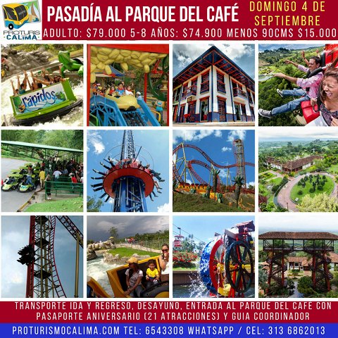 proturiscalima's tweet image. PARQUE DEL CAFE Domingo 4 de Septiembre por $79.000. Reservas: 6543308, WHATSAPP 313 6862013 facebook.com/events/2196311…