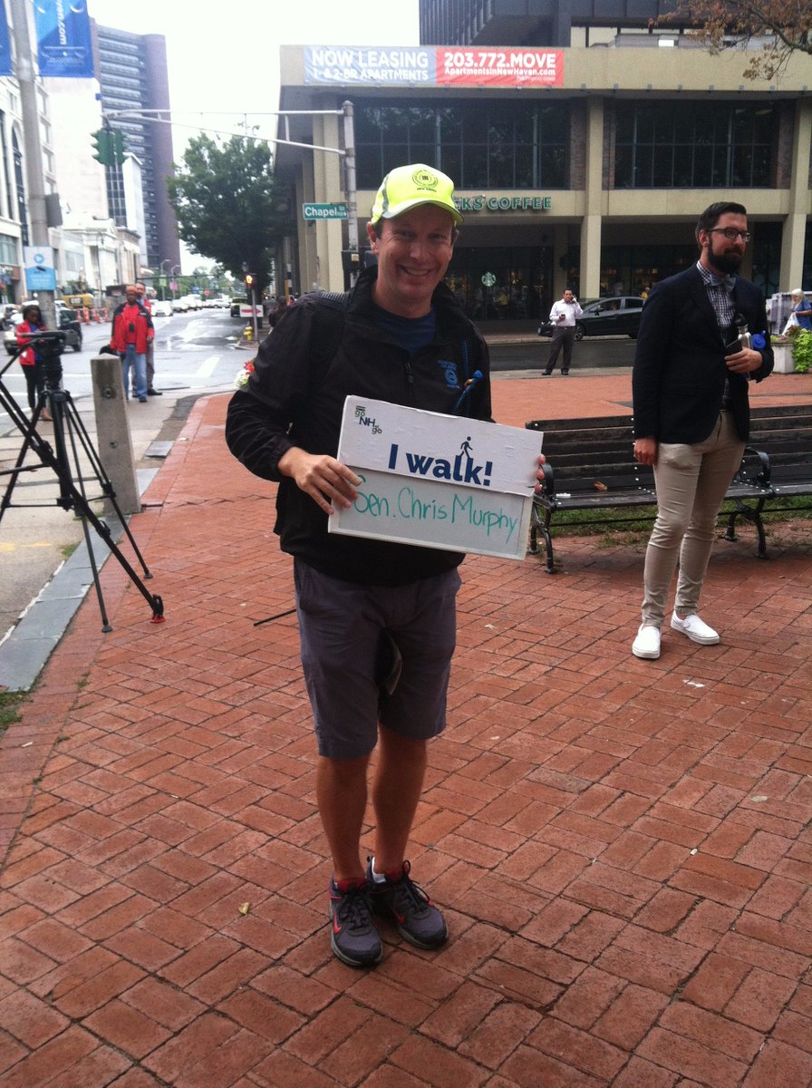 .@chrisMurphy is WALKING across CT! #NHV 2day,we joined from the Green->The Hill & talked @goNHgo #CarFreeChallenge