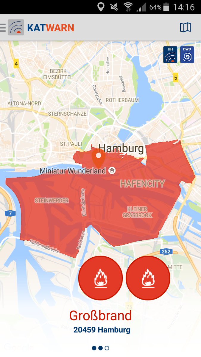 Jetzt auch Warnung über <a href="/katwarn_de/">KATWARN</a> <a href="/welt_hh/">WELT Hamburg</a>