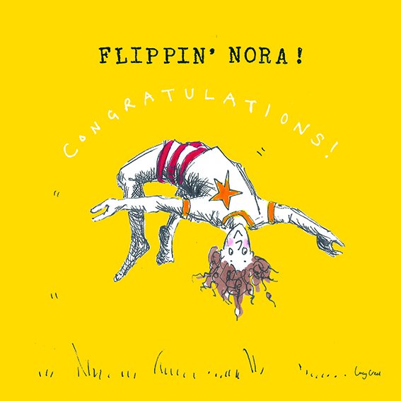 Flippin' Nora! Sneaky preview of one of the 20 new designs coming soon from Poet and Painter #funnyNewCardDesigns