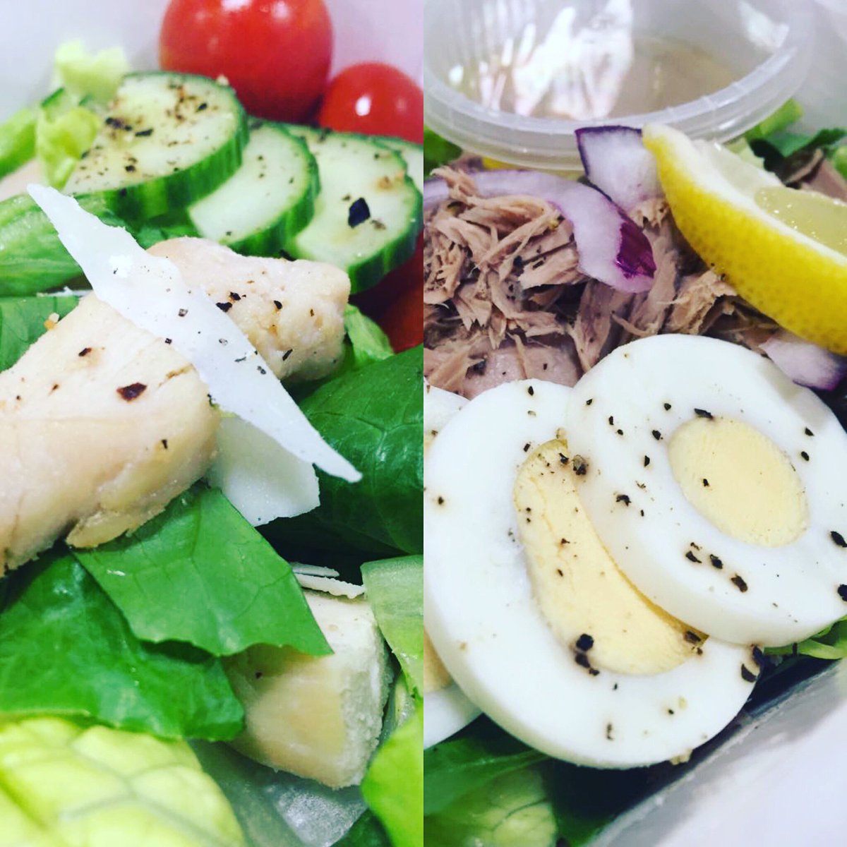 Some tasty new salads we are looking to add to our cafe menu! #trialmenu #chickencaesar #tunanicoise #cleaneating