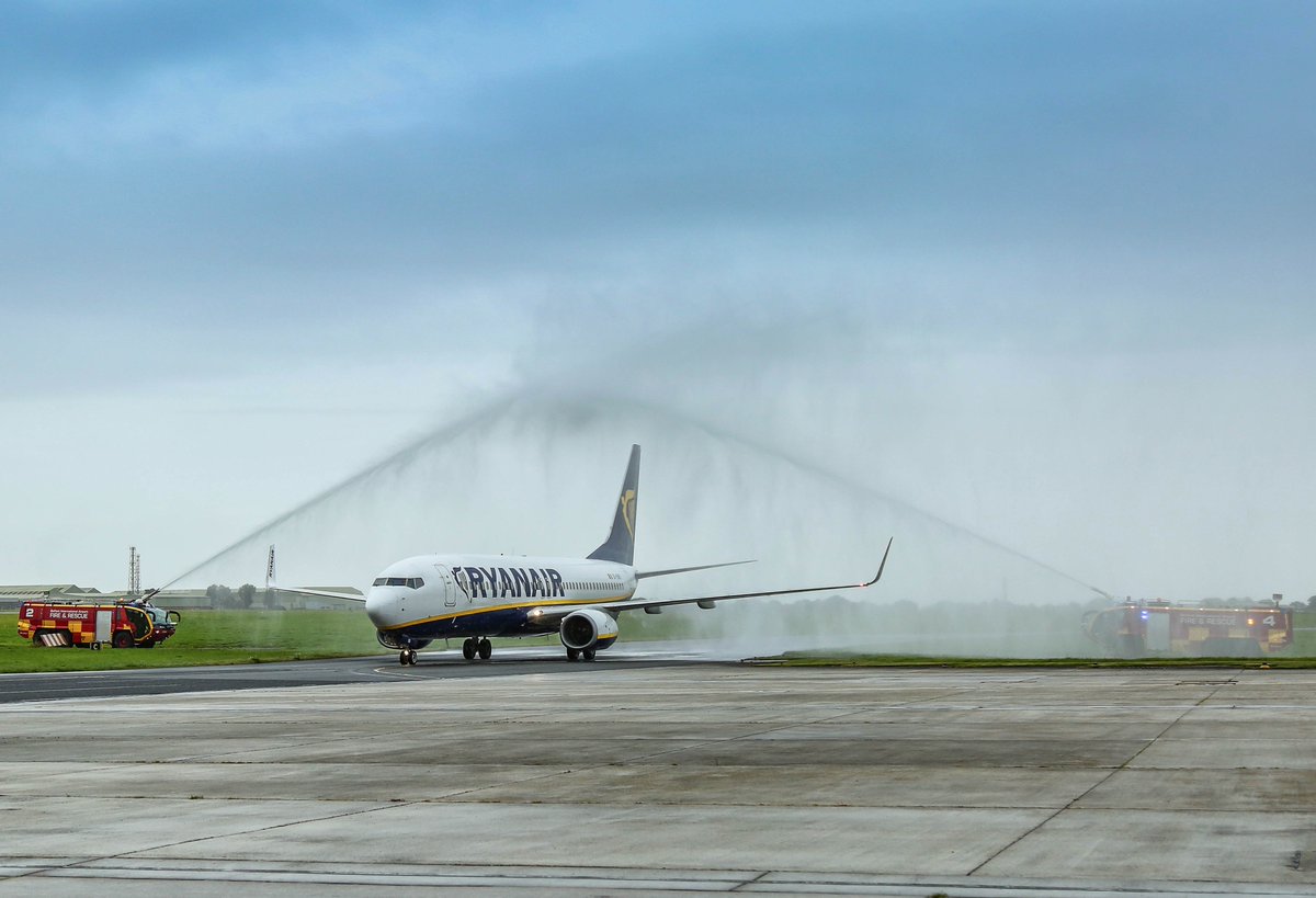 First flight from <a href="/BelfastAirport/">Belfast International Airport</a> to <a href="/berlinairport/">BER – Berlin Brandenburg Airport</a> is given a water cannon salute as it prepares for take-off!