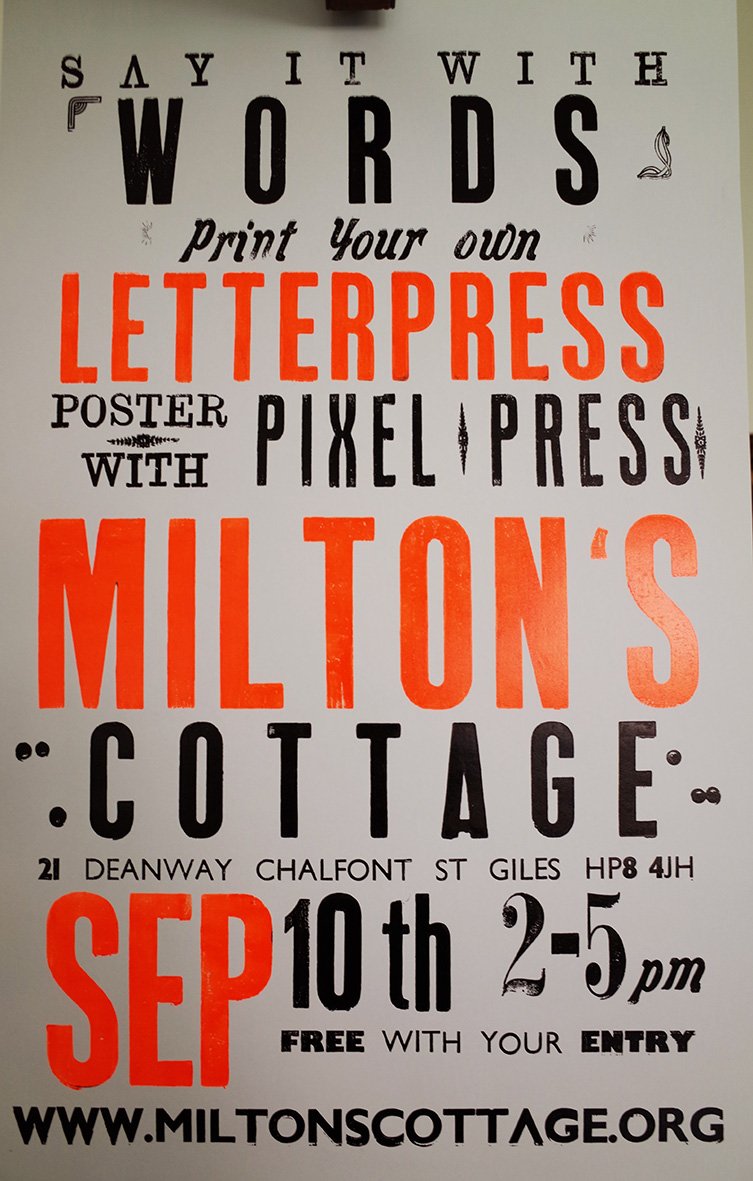 Pixl_Press's tweet photo. If you want to experience it #handinking #letterpress come to @MiltonsCottage on Sep 10th / 2-5pm FREE with entry! https://t.co/F3TLwtm7Mq