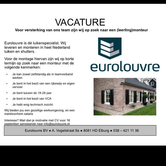 Eurolouvre1's tweet photo. #vacature #personeelgezocht https://t.co/jJp5jaoX6q