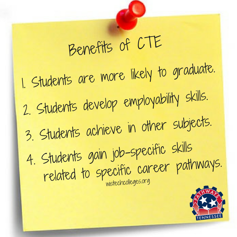 SETNPathways's tweet photo. These are just a few of the benefits that #CTE offers to students!! #CheckItOut #SETNPathways https://t.co/WcFQhIwWfN