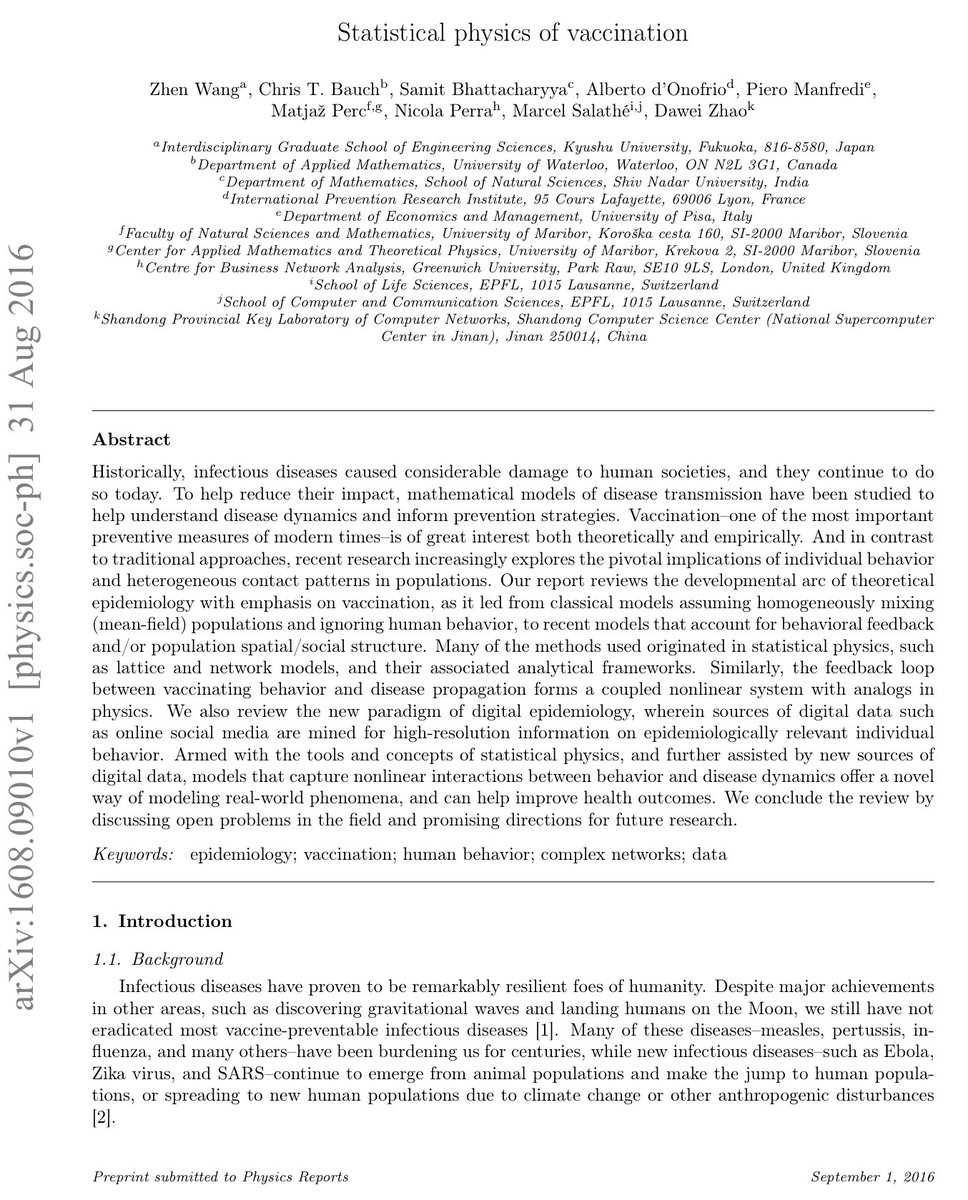 Monumental review on 'Statistical Physics of vaccination' arxiv.org/abs/1608.09010