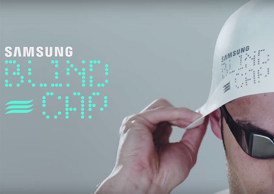 Introducing Blind Cap, the first technological swimming cap, developed by <a href="/SamsungEspana/">Samsung España</a>! bit.ly/2bGkuLp