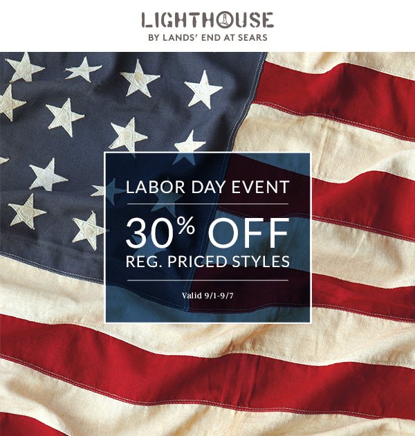 Labor Day Event at @Sears!! Save 30% off regular priced Lands' End styles!