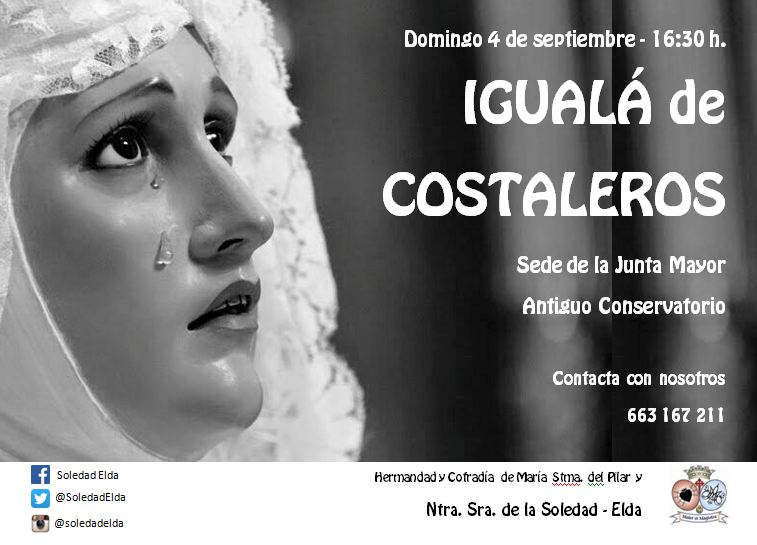 #Igualá de hermanos #costaleros de nuestra #cuadrilla 📆 Domingo 4 de #septiembre 🕟 16:30. ⛪ Junta Mayor #Elda