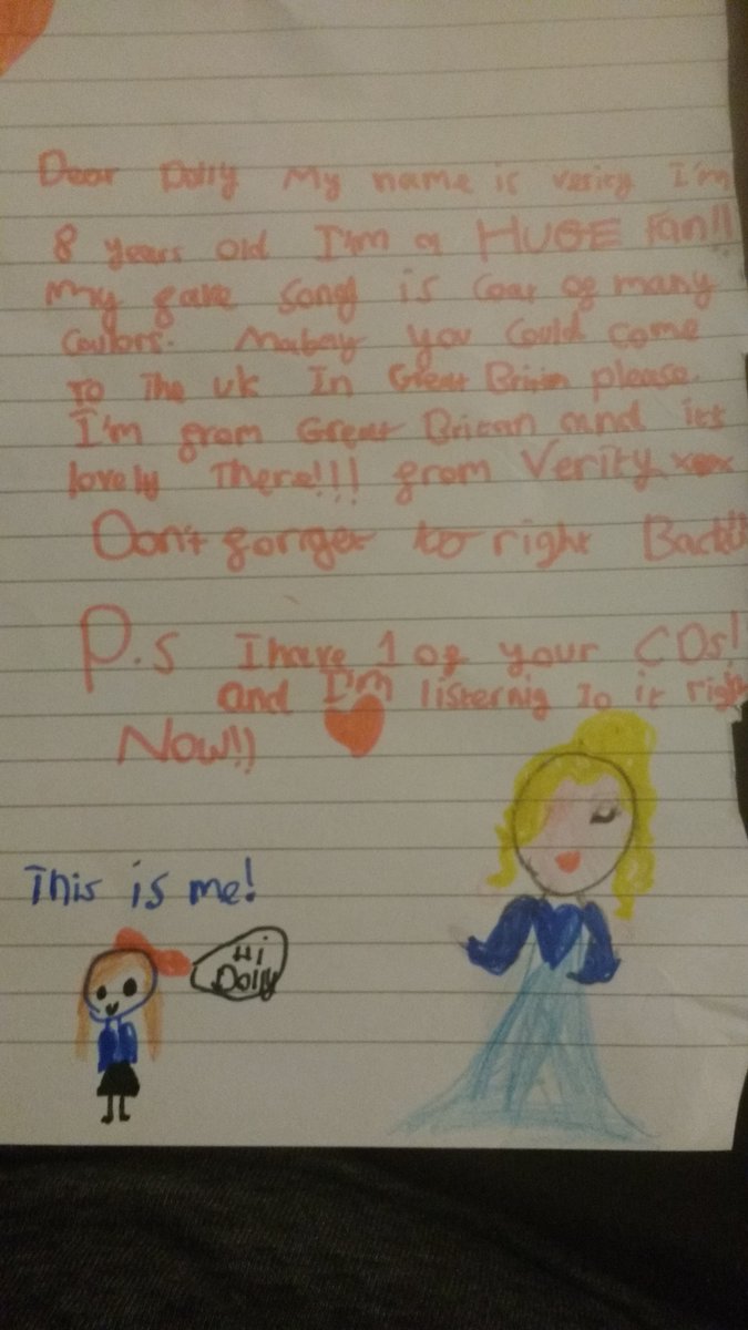 Katechaytor's tweet image. My gorgeous little girl wrote her first fan mail letter today to the amazing @DollyParton she loves you Dolly!!