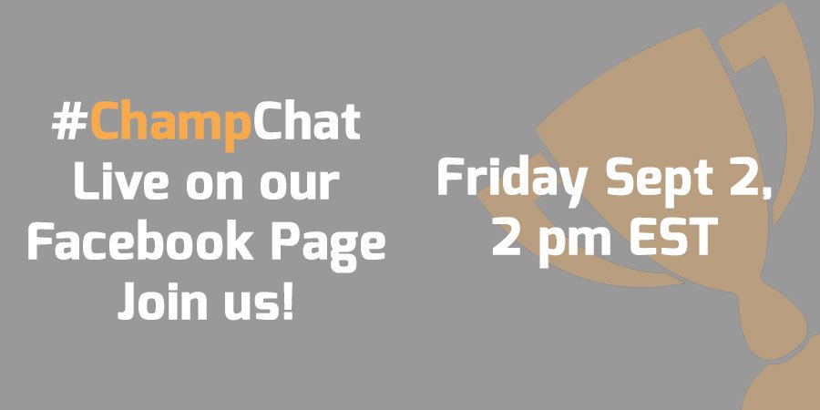 #ChampChat tomorrow Live on our Facebook page : facebook.com/makeachamp/ join us : 2pm EST (11am PT and 8pm CET).