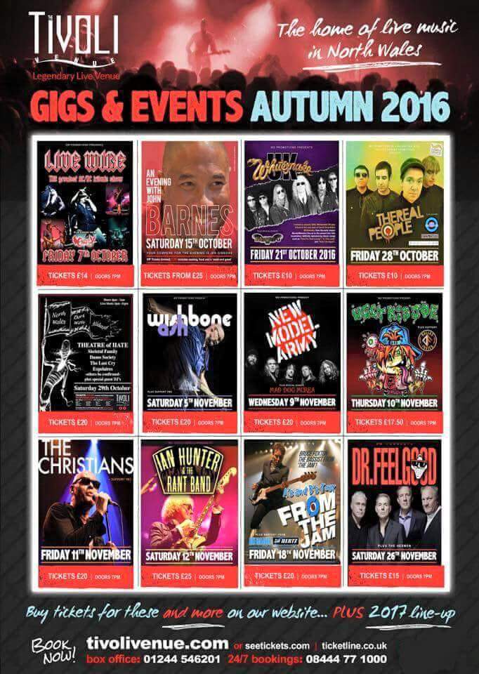 Autumn 2016 #gigs #events #LiveMusic #sportinglegends tivolivenue.com