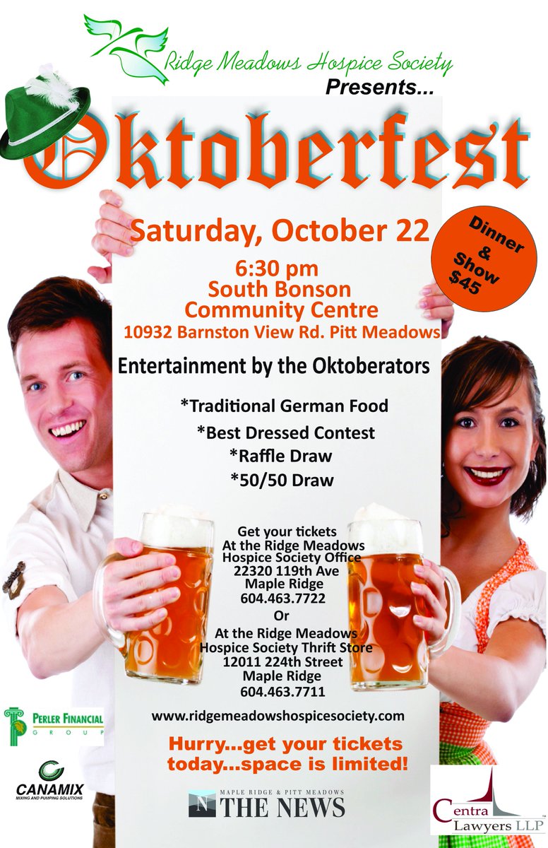 hospiceRM's tweet photo. Oktoberfest tickets on sale now - Details on poster or call 604-463-7722. https://t.co/0wh4leh7hH