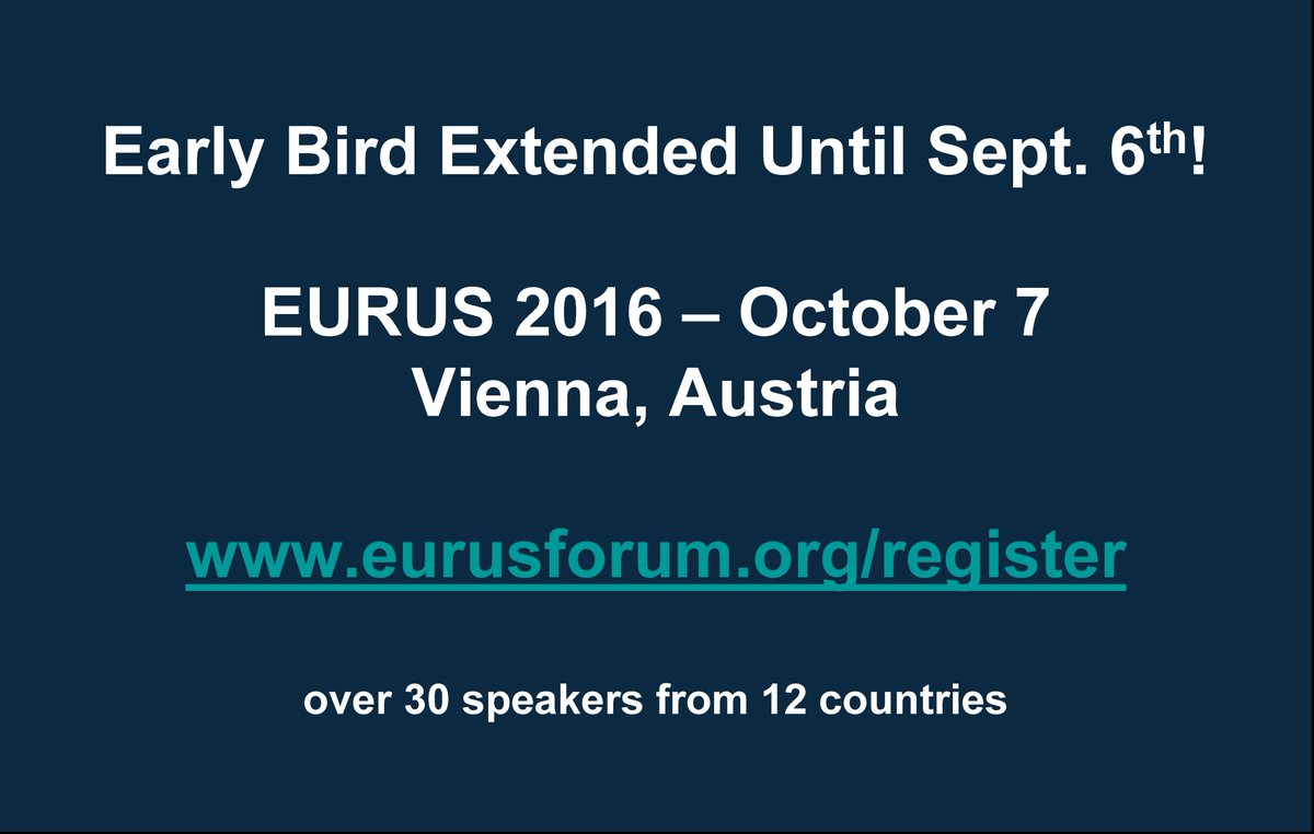 EurusForum's tweet photo. #register #earlybirdspecial #EURUS2016 #investor #forum #privateequity #venturecapital #realestate #executives #join https://t.co/79Yh9BAI65