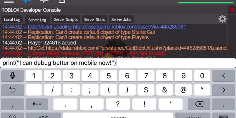 Roblox on X: What's this? You can now use the developer console on mobile  devices!   / X