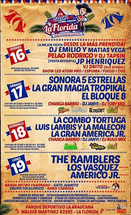 Jotahenriquez's tweet photo. 16 de sept. Confirmado para la "Gran Fonda Oficial La Florida" con mi fiesta Revienta y junto a buenos amigos 🇨🇱✌️ https://t.co/QYHWfl9rTt