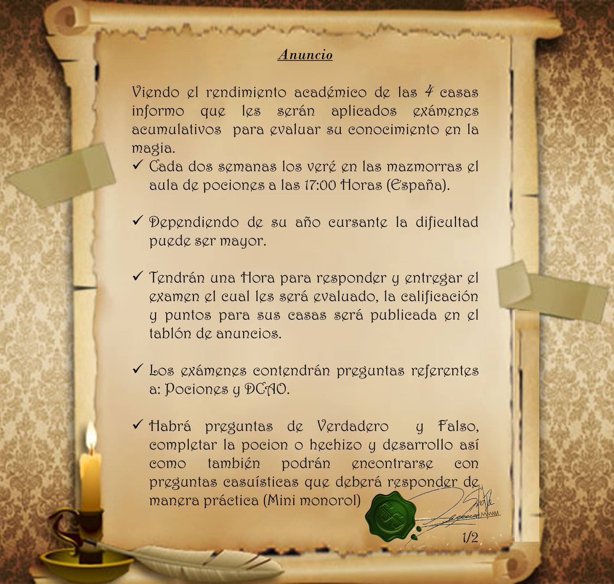 gentleloft's tweet image. -Tablón de Anuncios- 
Clases y examen los sabados a las 17 Hrs.España
Lean con detenimiento los pergaminos.