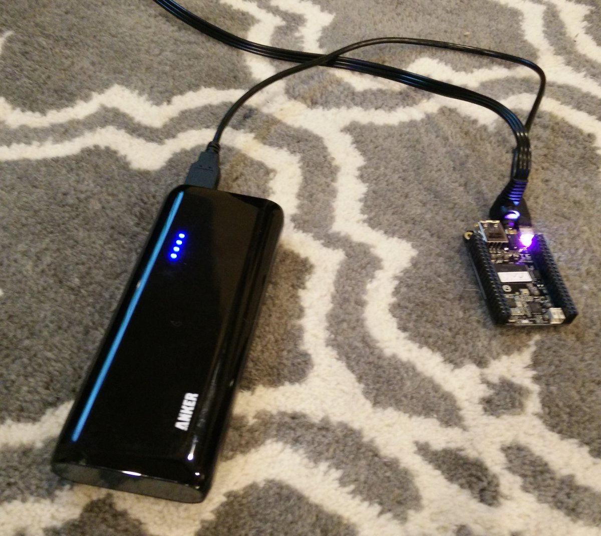 RichP's tweet image. Got one of our @nextthingco #getchip running on the TV off a USB battery pack!