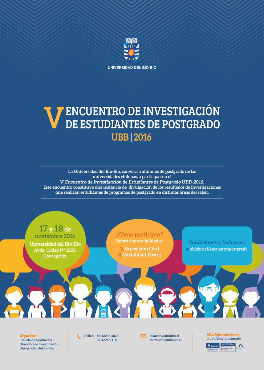 PostgradosUBB's tweet photo. V Encuentro de Investigación de Estudiantes de Postgrado UBB- 2016, Participa ver https://t.co/aoZ7JI9qKU https://t.co/nYZI6YUAns