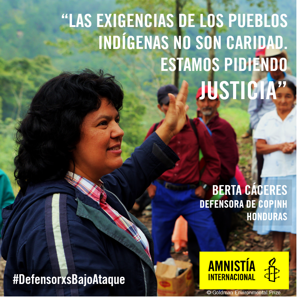 AmnistiaOnline's tweet photo. Recordamos a Berta Cáceres, un ejemplo de lucha por la tierra y el medio ambiente. No más #DefensorxsBajoAtaque https://t.co/lehH2iBoYw