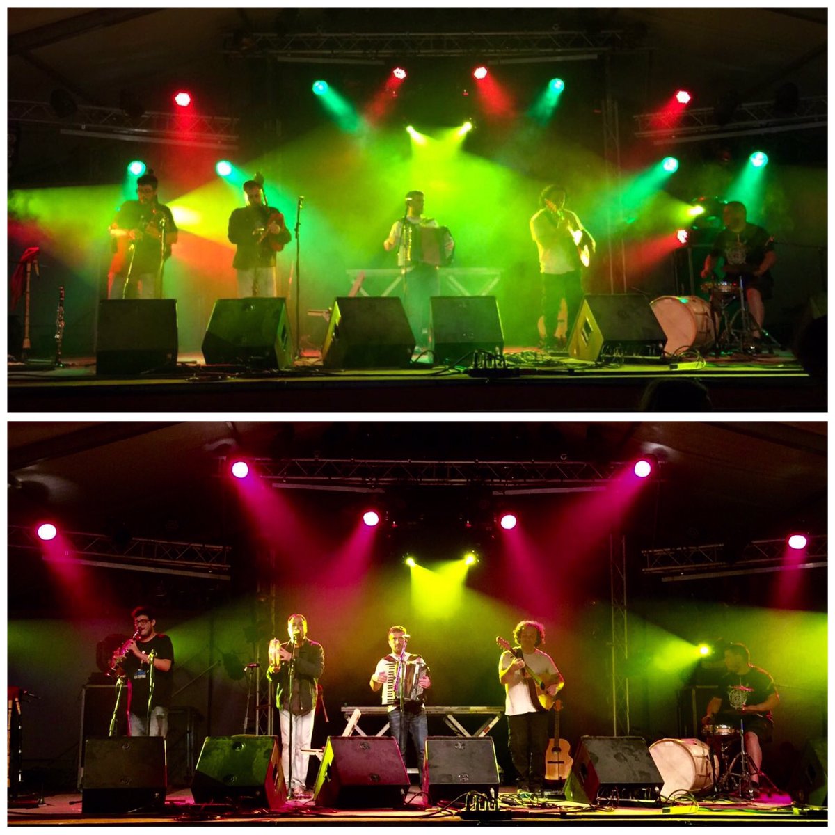 Aquí van dúas instantáneas do concerto de hoxe en Cangas, compartindo esceario con Guadi Galego.