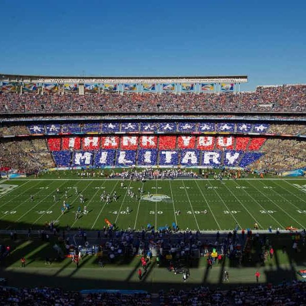 It is #SaluteToTheMilitary night at the Q. Go Chargers! #Chargers #MilitaryAppreciation #ThankYouMilitary #SFvsSD