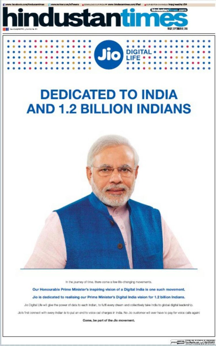 AnkitLal's tweet photo. .@narendramodi has once again proved that he's a reliance stooge.

Wonder why he can't do this for BSNL and MTNL. https://t.co/Lgf1WqyVZU