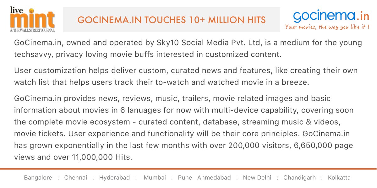 Gocinema_in's tweet photo. @Gocinema_in mentioned in #MINT - National edition. Thank you all #GoCinema 
Stay tuned @ https://t.co/AvHIBedbBP https://t.co/XBeqIptaKo