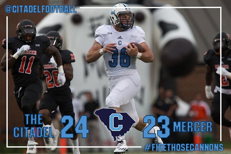 CitadelFootball's tweet image. BULLDOGS WIN!!! The Citadel starts the 2016 season 1-0 with a win over Mercer! #FireThoseCannons