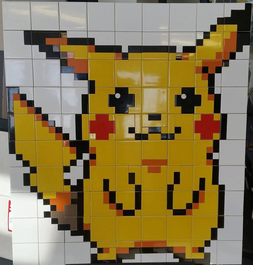 JohnsonTilesAus's tweet photo. Visit our #Hobart showroom to see #pokemongo inspired #pikachu. All #prismatic colours used are available in store https://t.co/ax3EwwfKxH