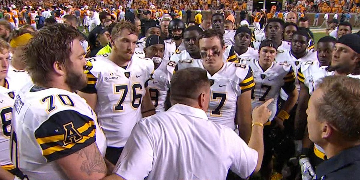 SportsCenter's tweet photo. Butch Jones gave App State props following the game. https://t.co/jO4RVfmQR4