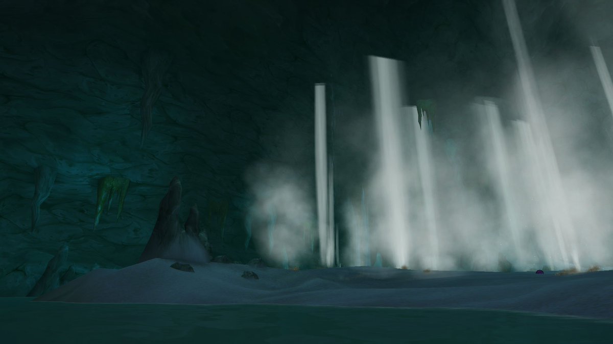 Warcraft #Legion Exploration: Out in the Stormheim Great Sea, discovered an underground cave with steaming geysers.