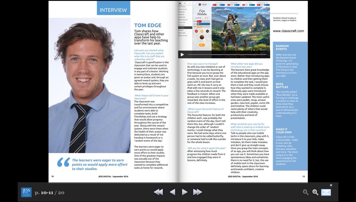 JESSDigitalUAE's tweet photo. Great feedback on Issue 1 of the #JESSDigital staff magazine. Features @Seesaw @classcraftgame @OneNoteEDU + more https://t.co/LmvSnY5bbO