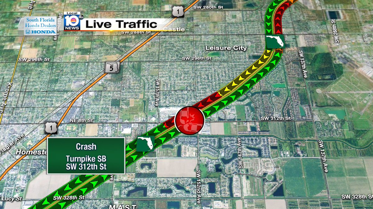 Crash on Turnpike SB at Campbell Dr #traffic https://t.co/KiVAQHSZmC