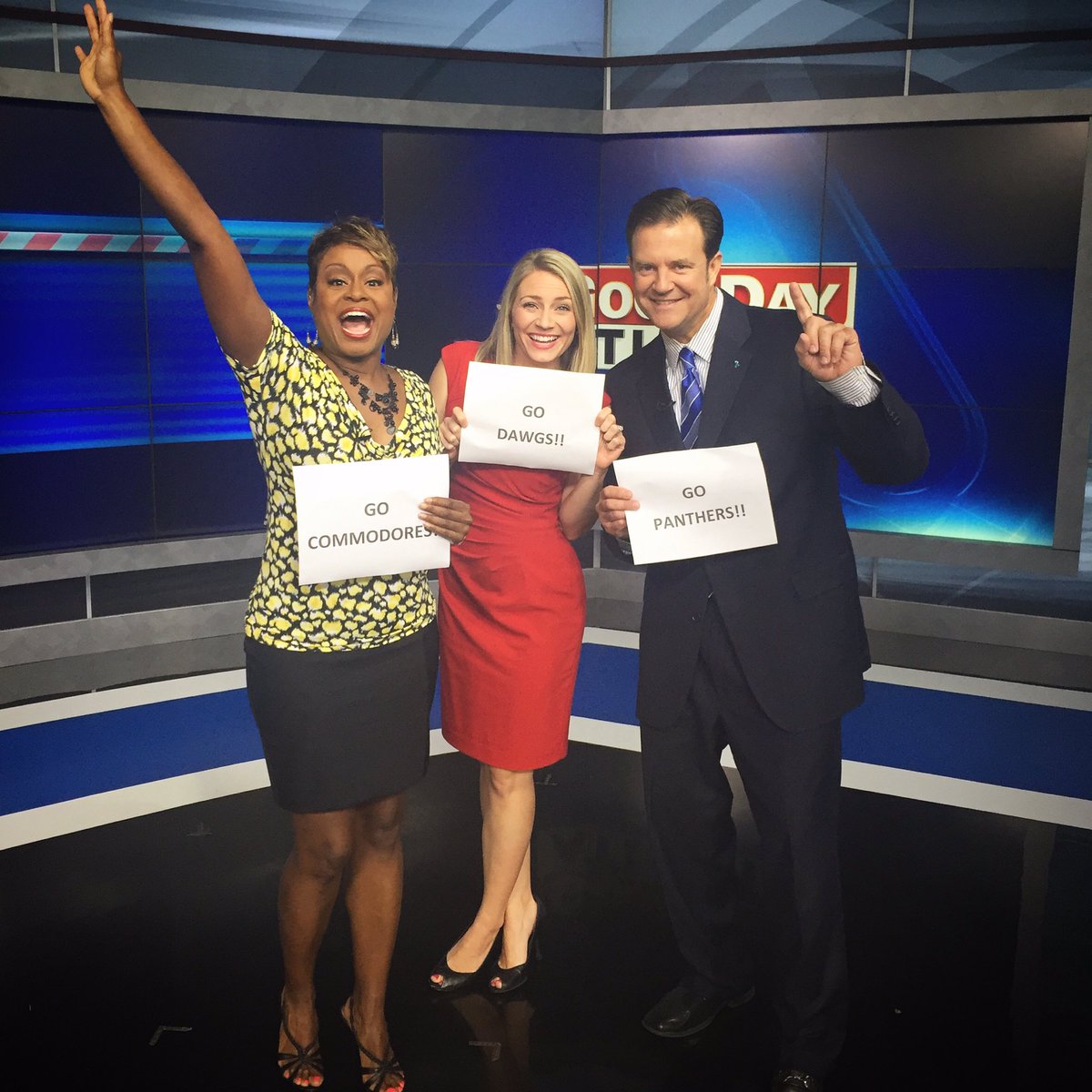 It's #CollegeColors day <a href="/KarenGFox5/">Karen Graham</a> &amp; <a href="/BuckFOX5/">Buck Lanford</a>! Go @vanderbiltu <a href="/universityofga/">UGA</a> &amp; <a href="/GeorgiaStateU/">Georgia State University</a>! #CollegeFootball🏈