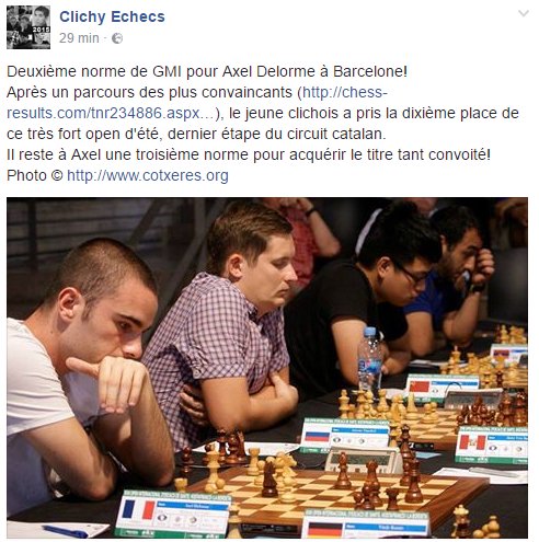 ffechecs's tweet image. Bravo à Axel Delorme : le Français réalise une 2e norme de Grand Maître ! bit.ly/2c02X1w