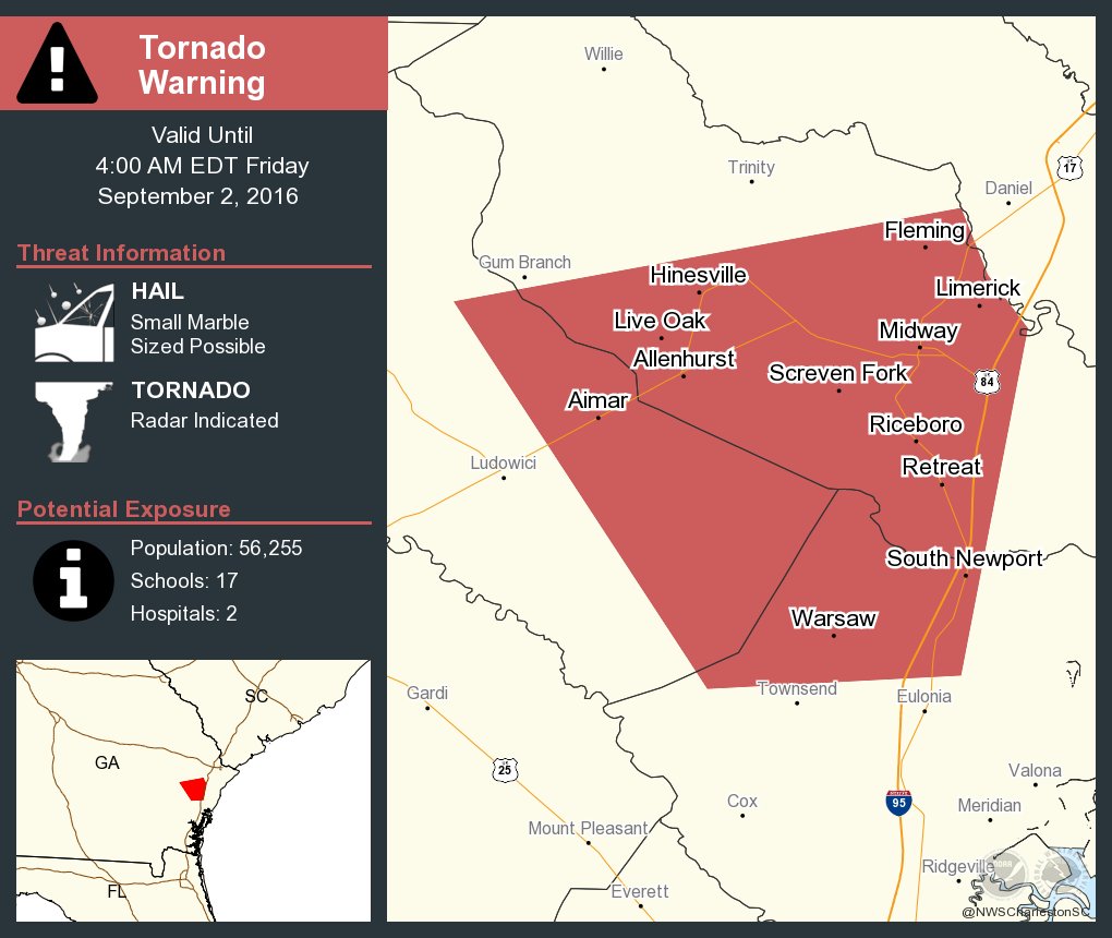 ⚠️ Take Cover! Tornado Warning including Hinesville GA, Allenhurst GA