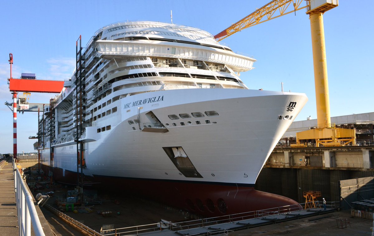 Sparkx's tweet image. The upcoming @MSC_Cruises_UK #mscmeraviglia to be floated out later today at @StxFrance