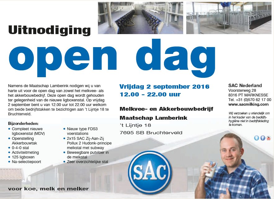 Vandaag (12.00 -20.00) de open dag bij de Fam. Lamberink in Bruchterveld waar de nieuwe ligboxenstal te bekijken is