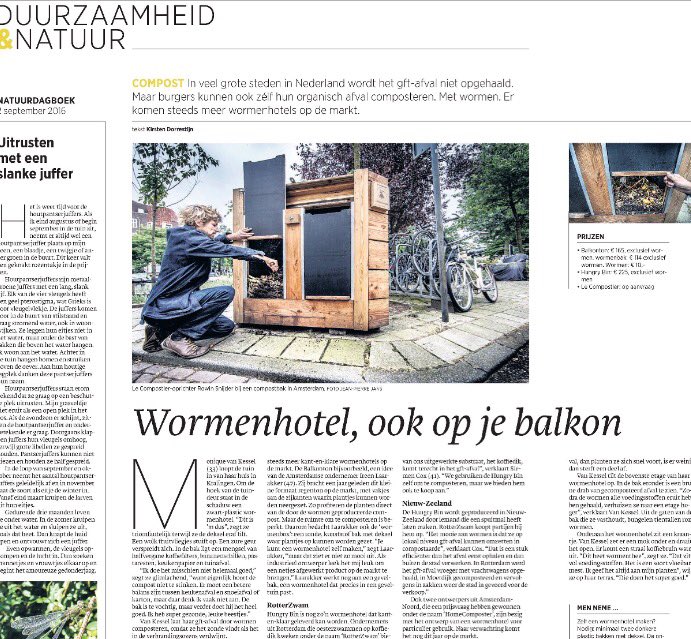 TrouwGroen's tweet photo. Een wormenhotel in de stad. Voor gft-afval dat niet wordt opgehaald. Vandaag in @TrouwGroen https://t.co/WrlHbqAE7k