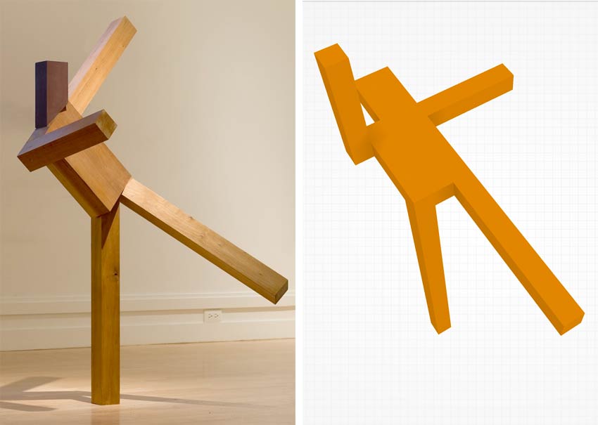 artsology's tweet image. Having fun with @usecubes trying to recreate Joel Shapiro sculptures (his 1981 &quot;Untitled, Dancing Man&quot; below left):