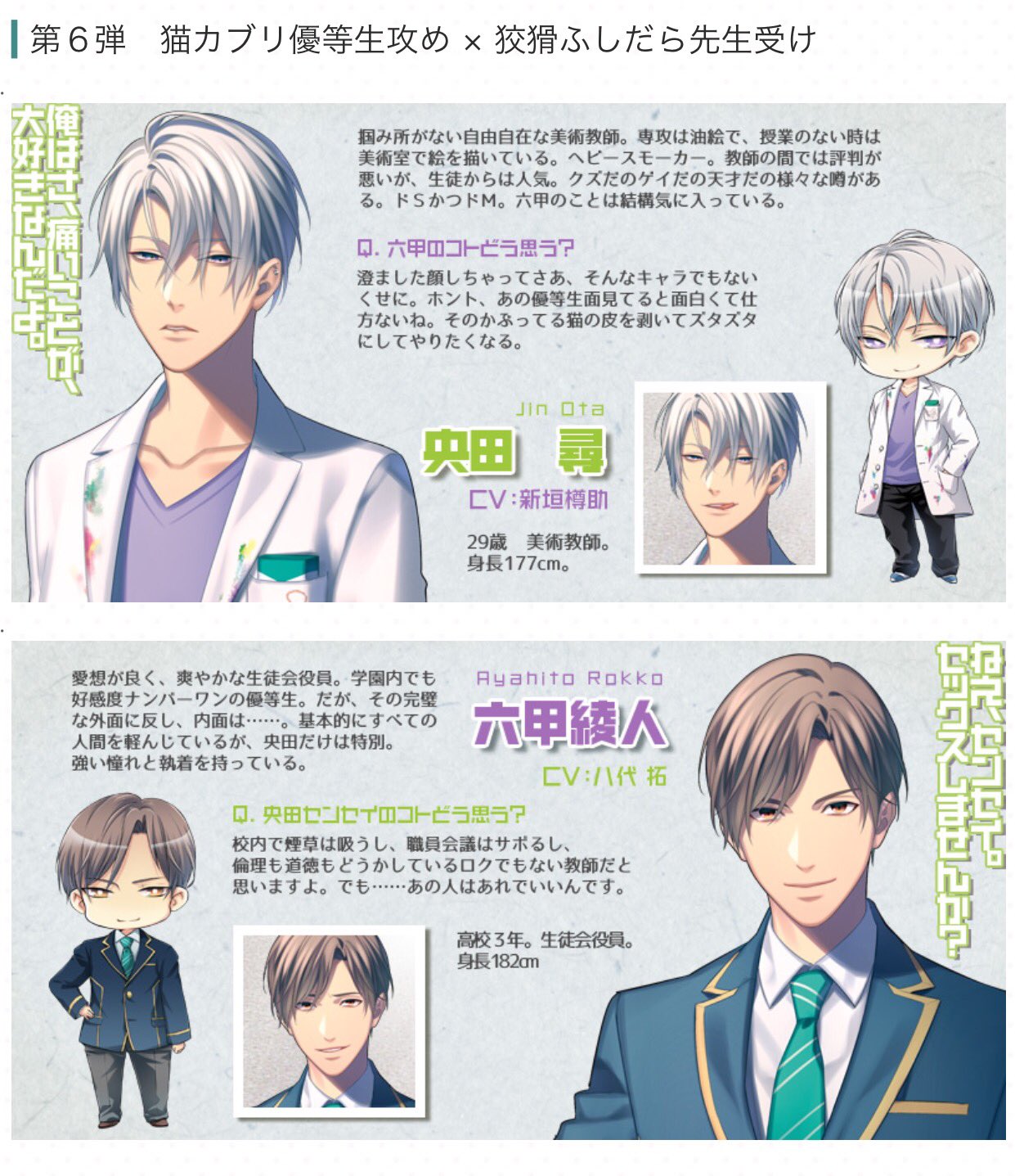 男子高校生、はじめての 6弾 缶バッチ Danshi Koukousei, Hajimete no Vol.6 ～Amayakashite yo Sensei