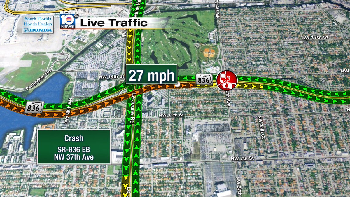 Crash on SR-836 EB at NW 37th Ave #traffic https://t.co/RTrZ7cPxAo