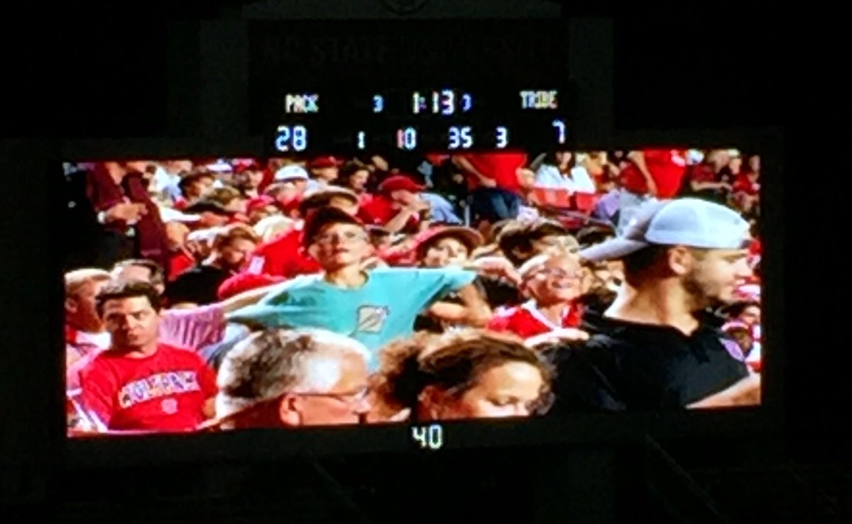 dpitek's tweet image. Guess who made the big screen (twice!) at @NCState game last night? Pack started the season right --- 48-14