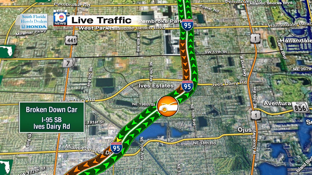 Broken Down Car on I-95 SB at Ives Dairy Rd #traffic https://t.co/ztpoobrD2f