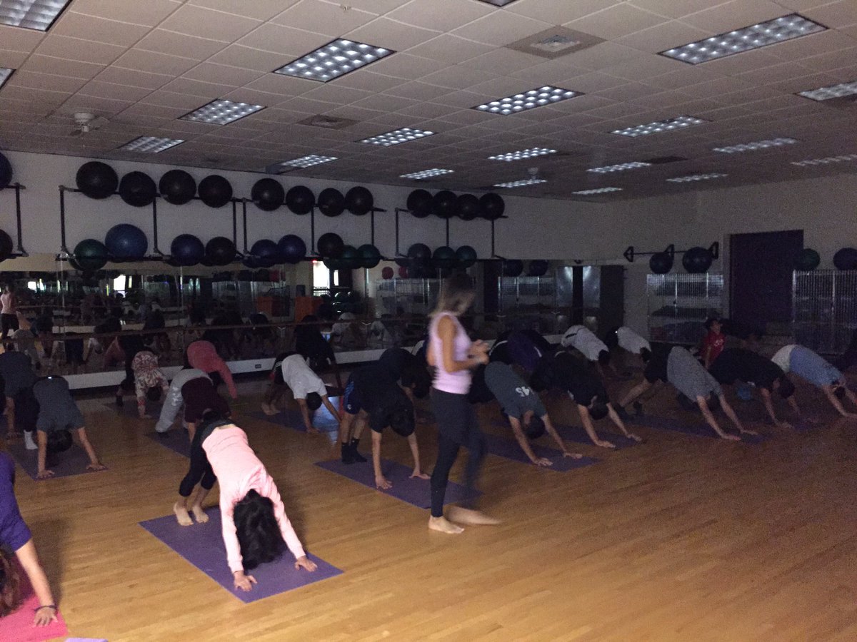 Boys Soccer and Girls Vball getting in some early morning yoga with Ms Benjamin
